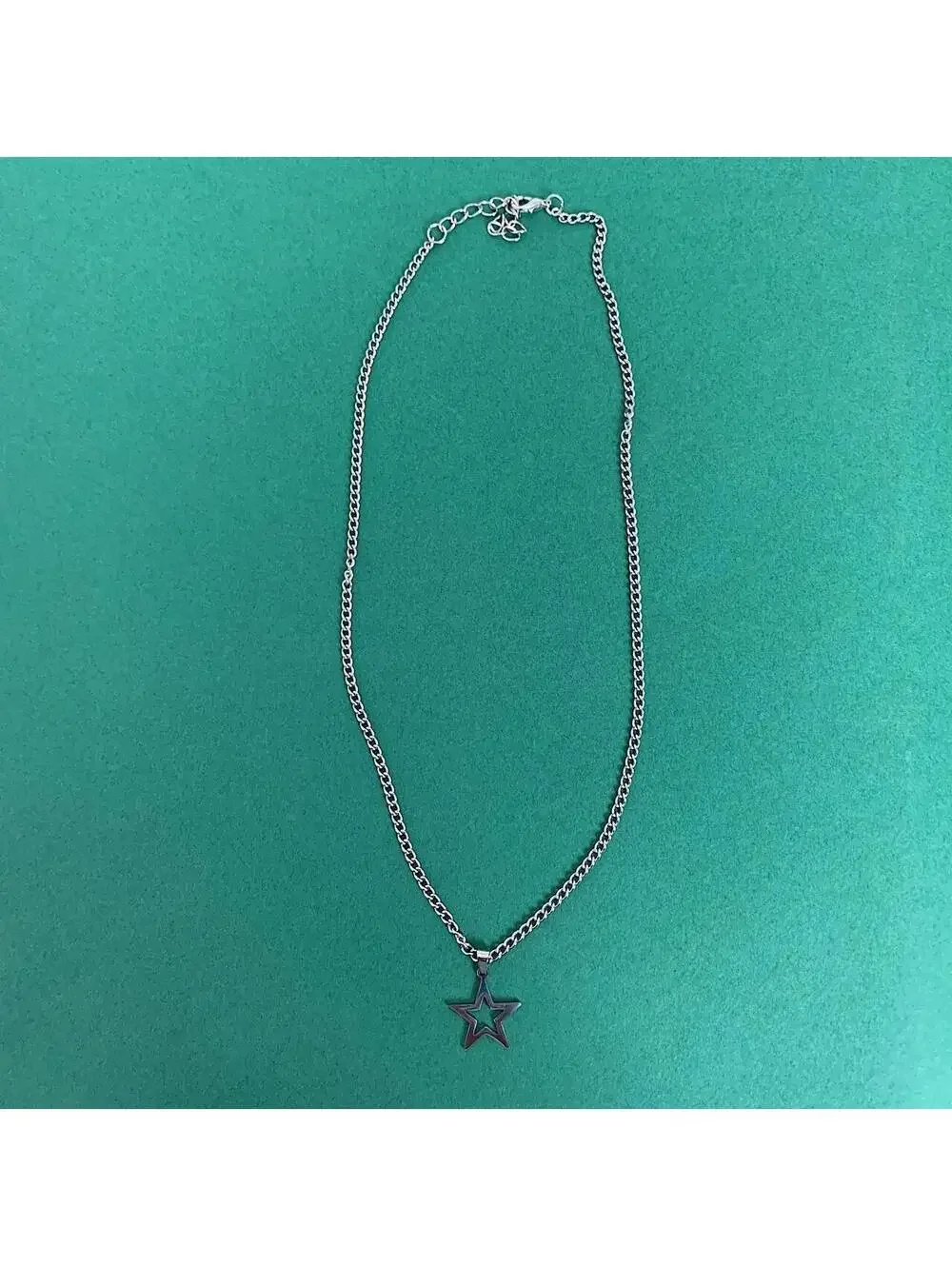 Cyber Y2k 2000s stainless steel simplistic grunge silver star opium necklace